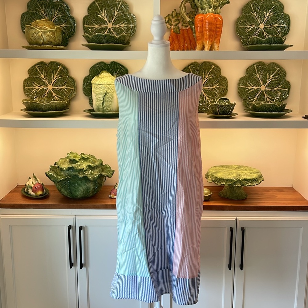 Vineyard Vines Tri-Color Seersucker Shift Dress Size 14